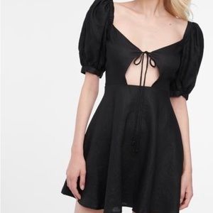 Capulet Bernie Black Linen Keyhole Mini Dress